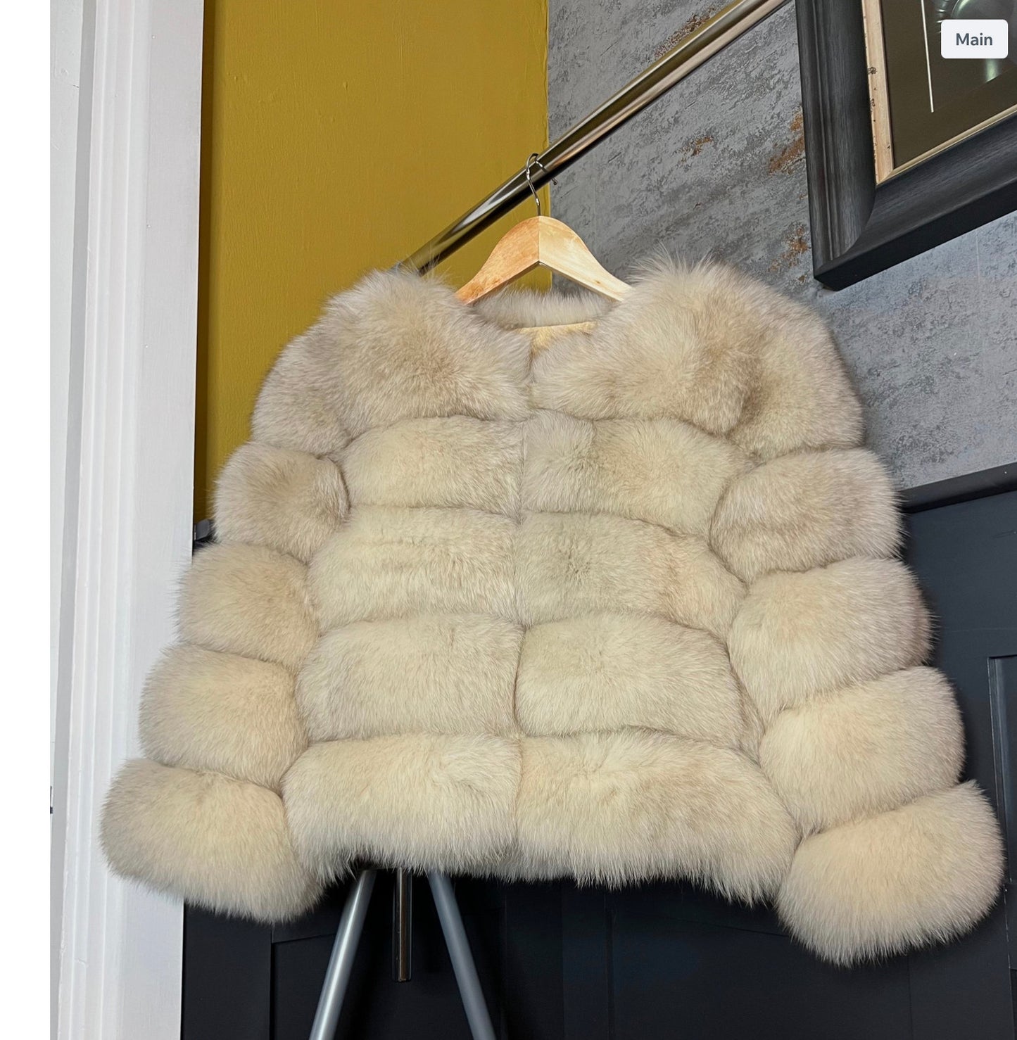 Cream Real Fur Coat