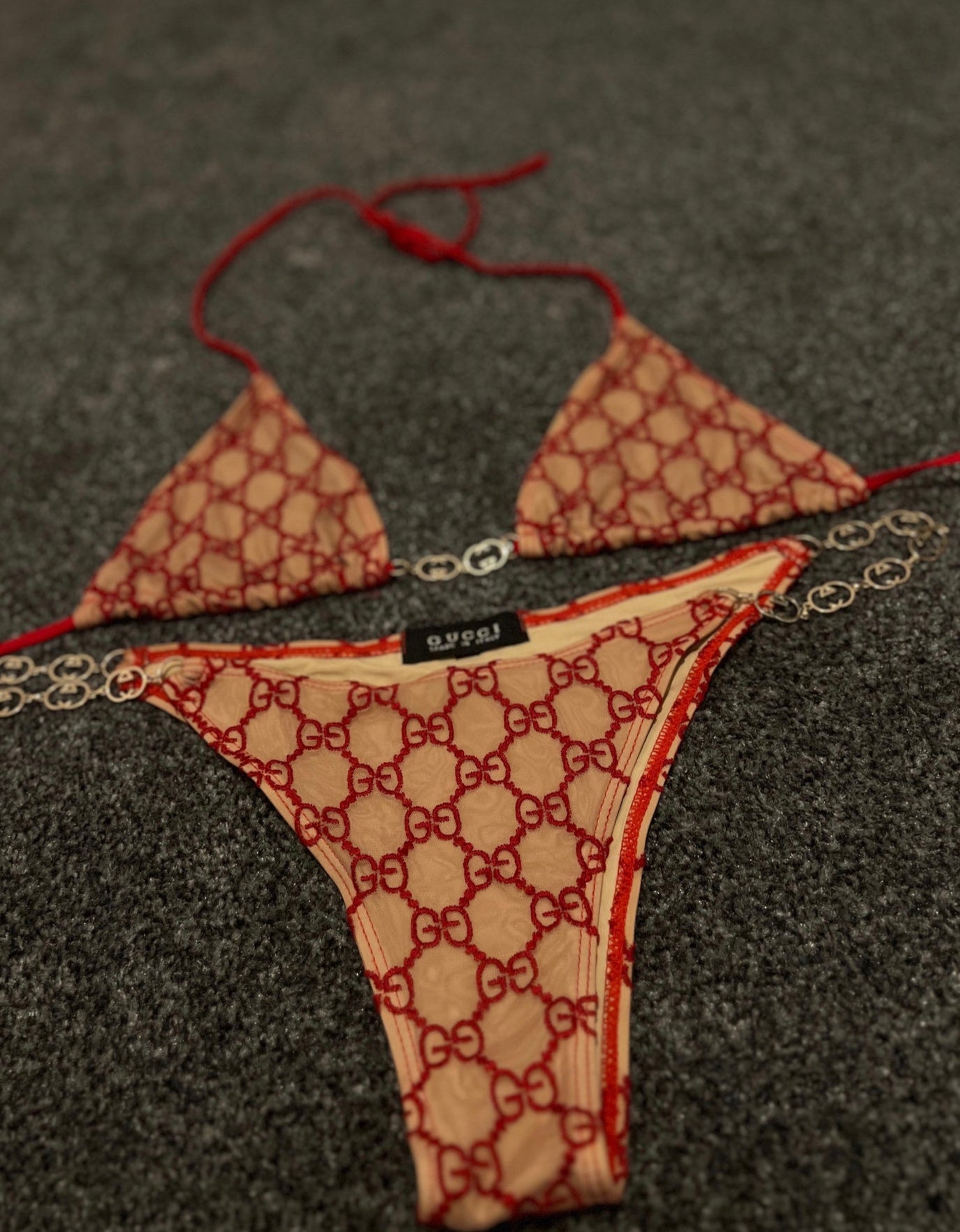 Red G Chain Bikini Set