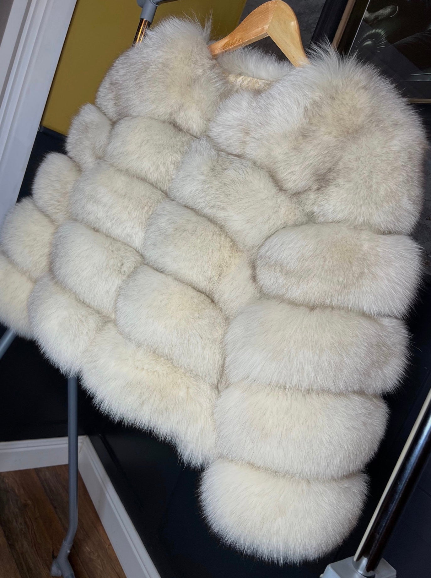 Cream Real Fur Coat