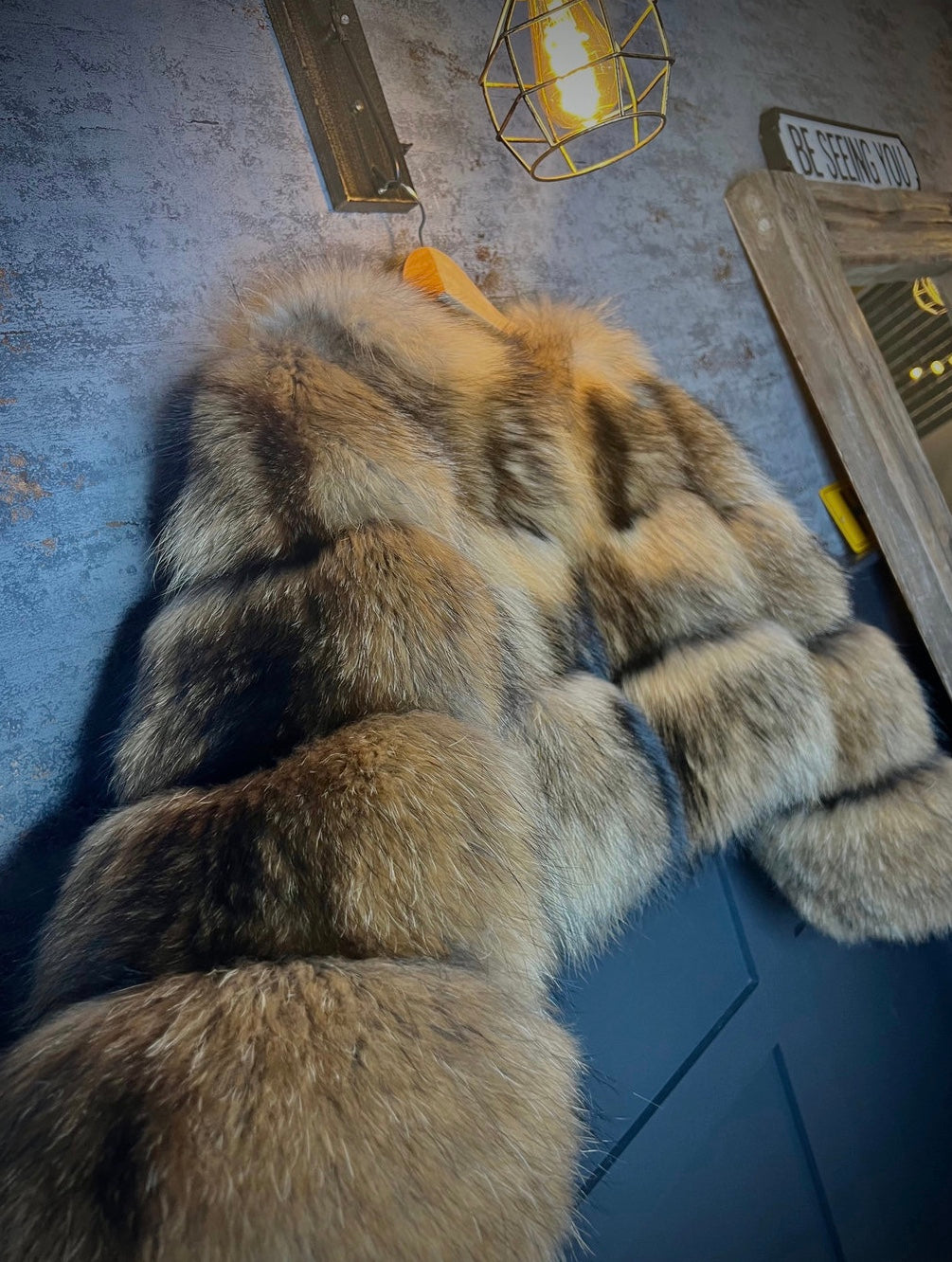 Raccoon Cropped Fur Coat