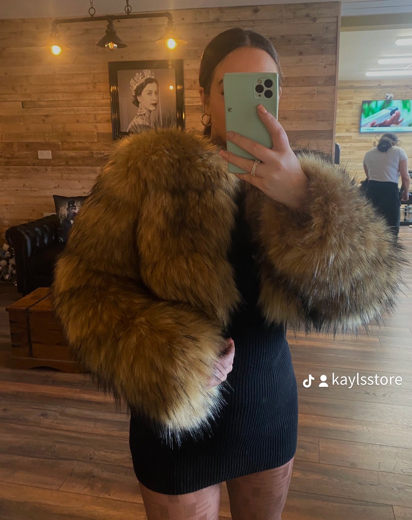 Faux Raccoon Cropped Fur Coat