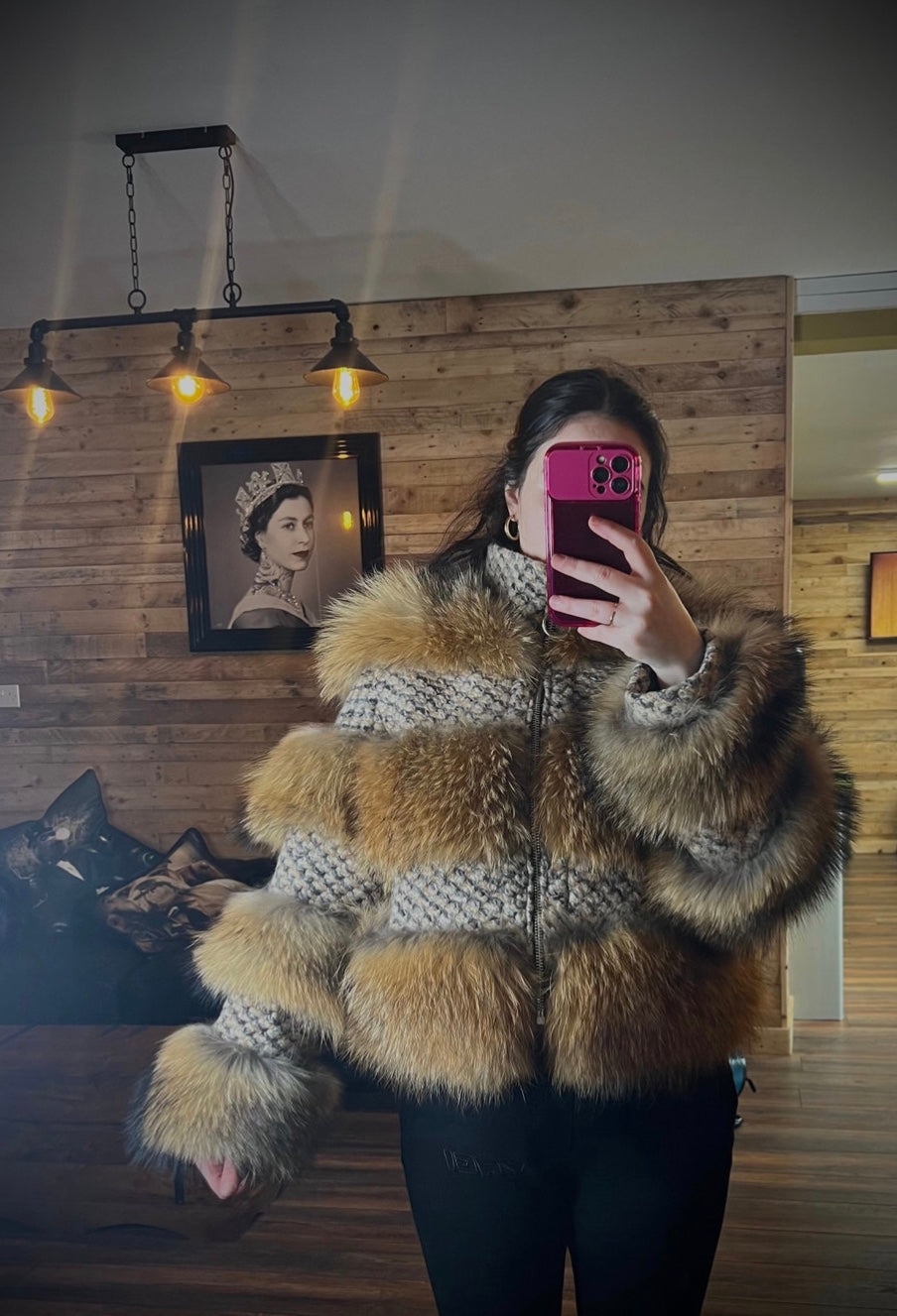 Raccoon Cardigan Fur Coat