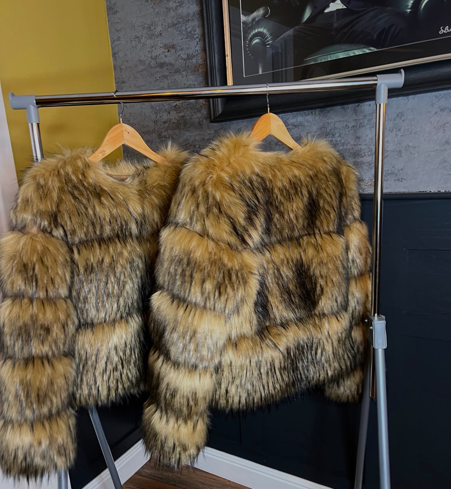 Faux Raccoon Fur Coat