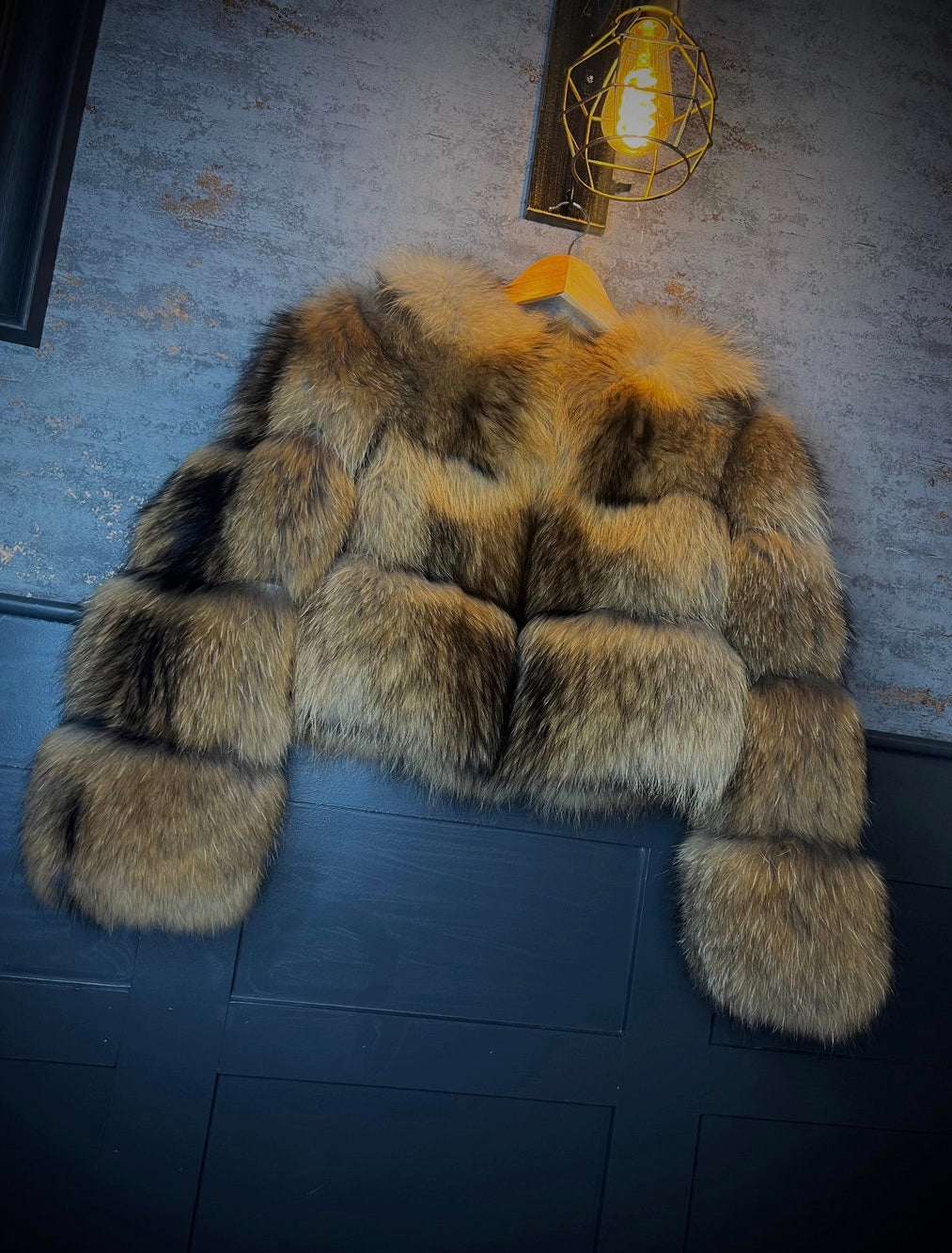 Raccoon Cropped Fur Coat