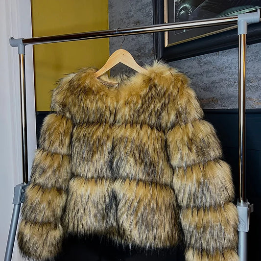 Faux Raccoon Fur Coat