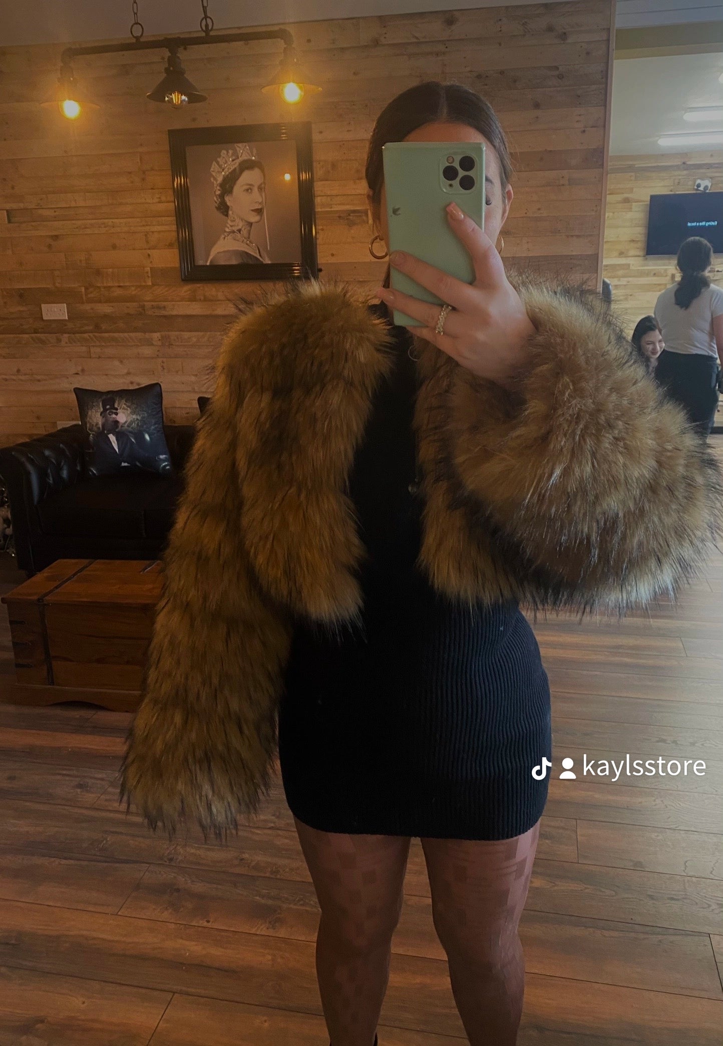 Faux Raccoon Cropped Fur Coat